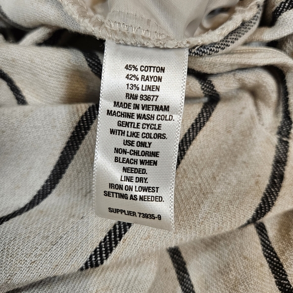 Worthington High Waisted Linen Blend Shorts, Cream/Black Stripes, 10 - Picture 8 of 12